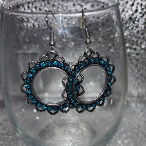 Chic Silver and Blue Gemstone Earrings